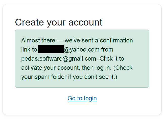 After Create account — we've sent your confirmation link