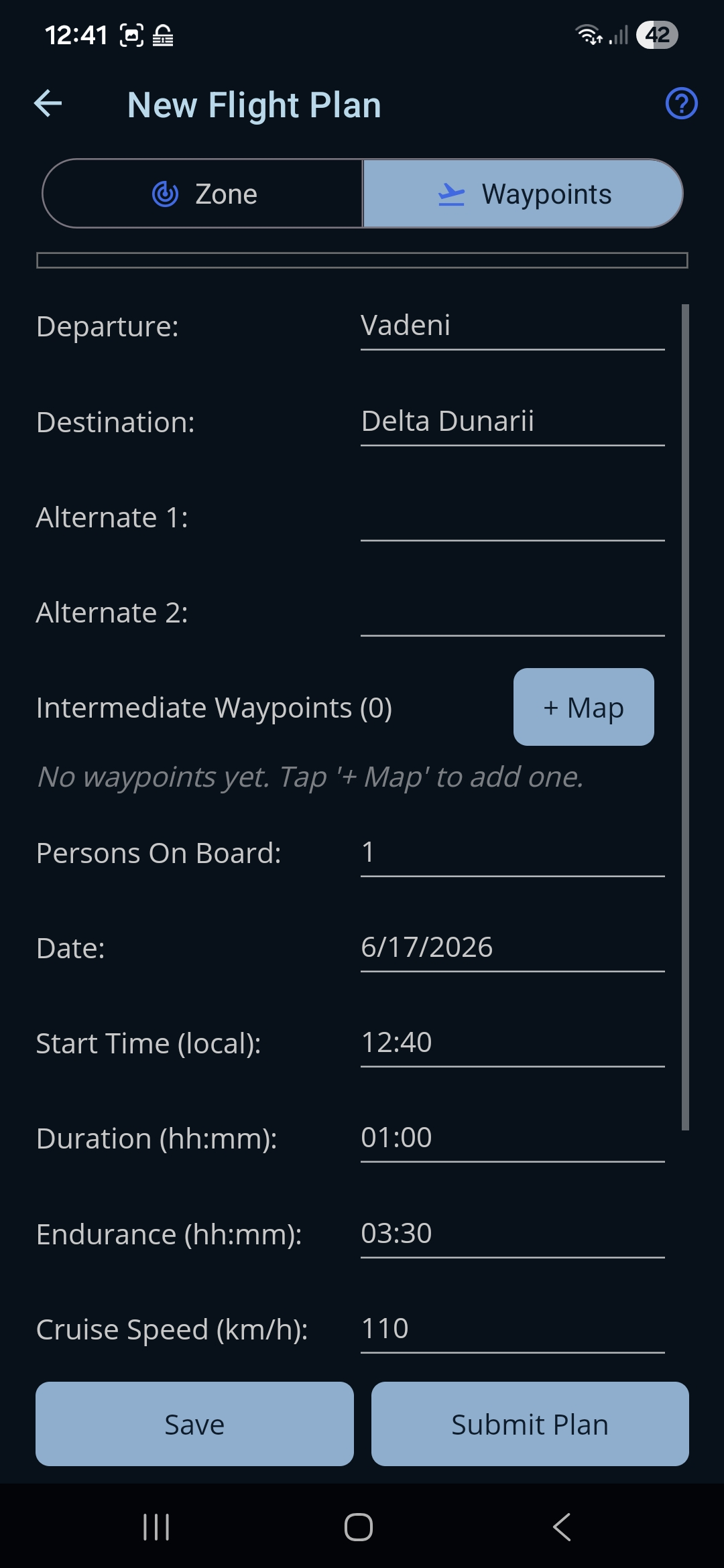 B1 — building a plan in Waypoint mode