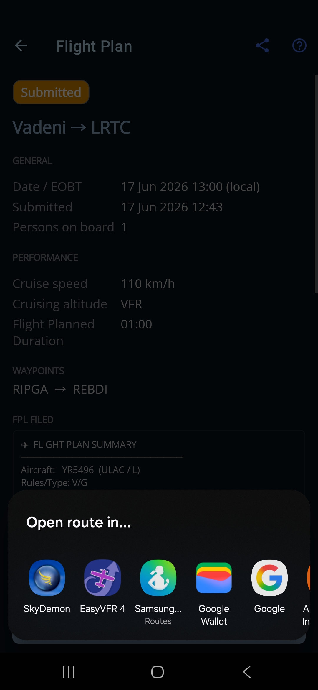 B6 — choosing SkyDemon in the Android app chooser