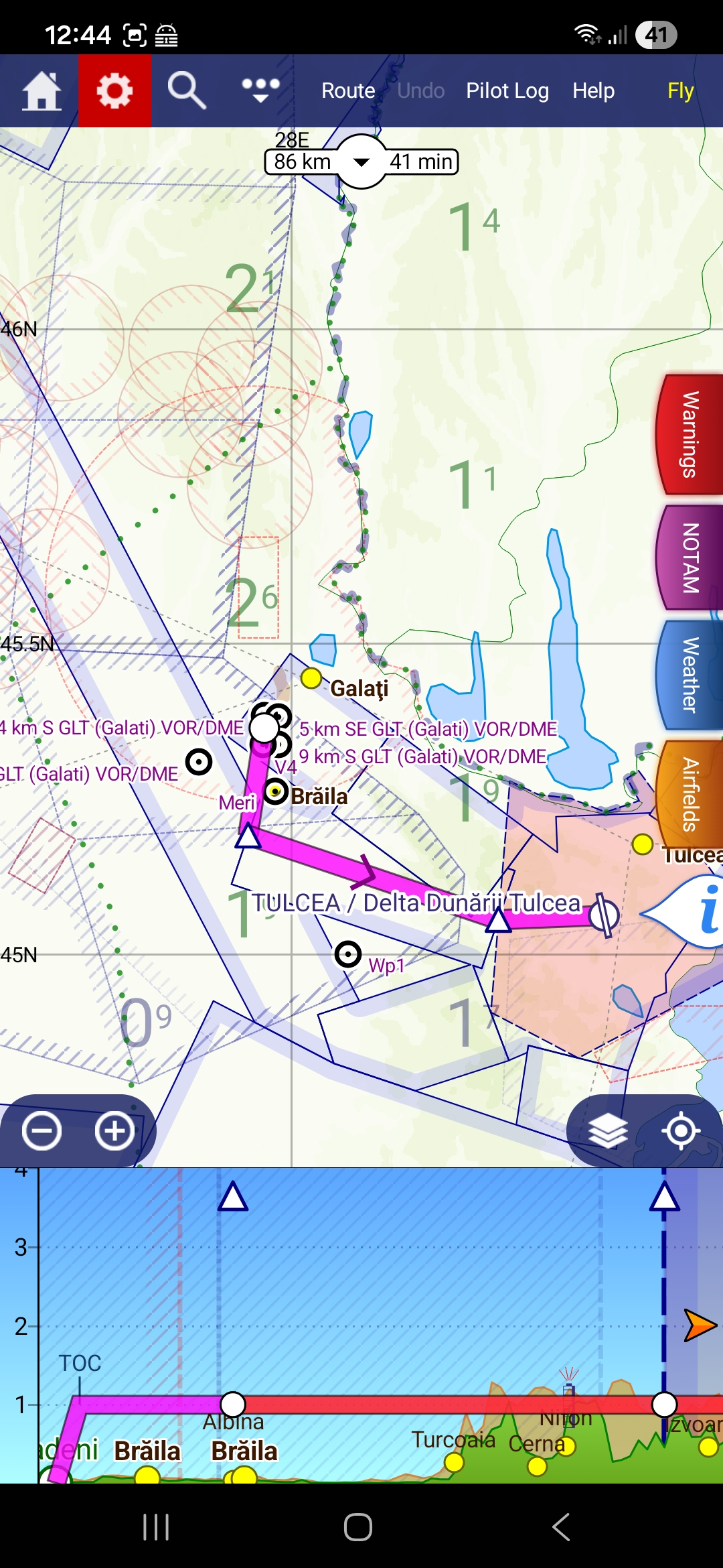 B7 — the exported route opened in SkyDemon
