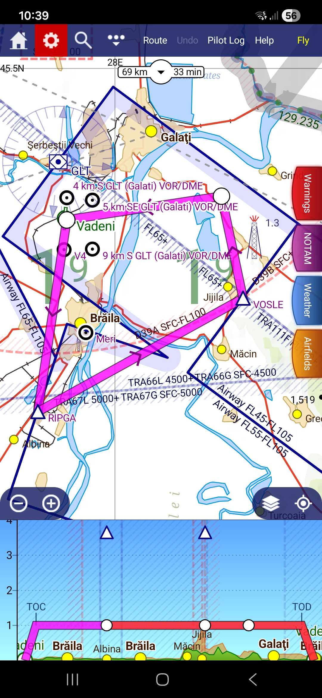 A1 — a route planned in SkyDemon, ready to share
