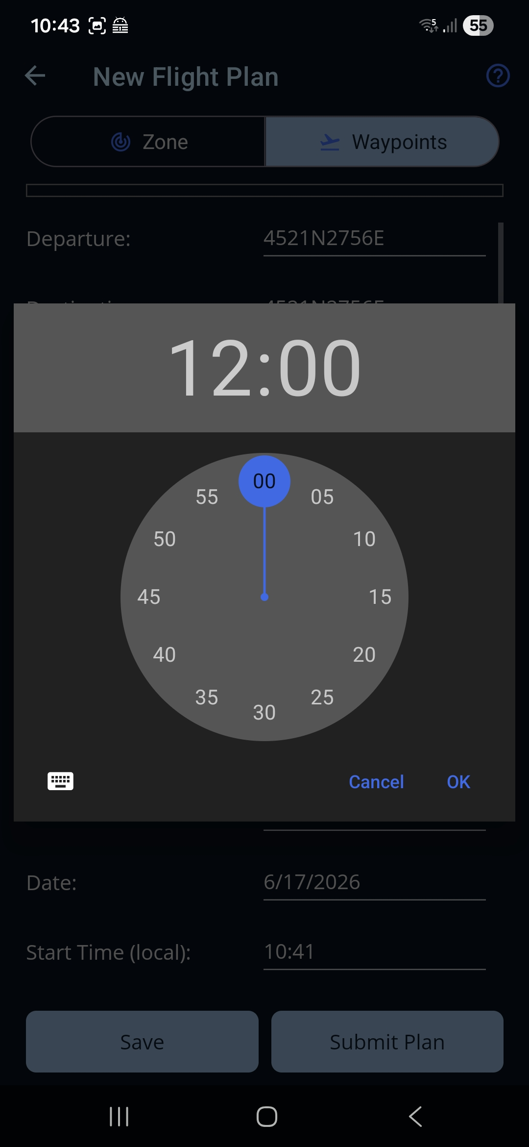 A6 — setting the local departure time