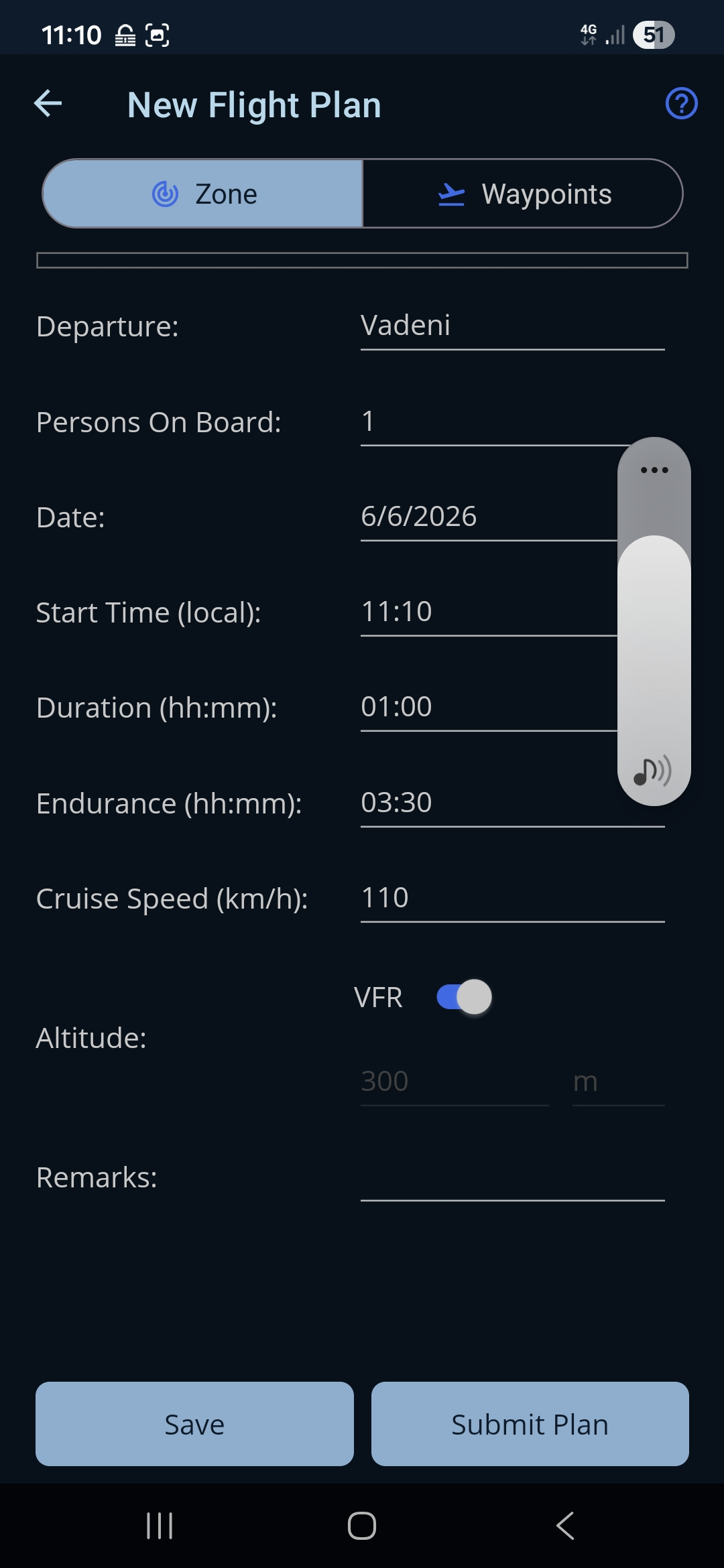 The form in Zone mode